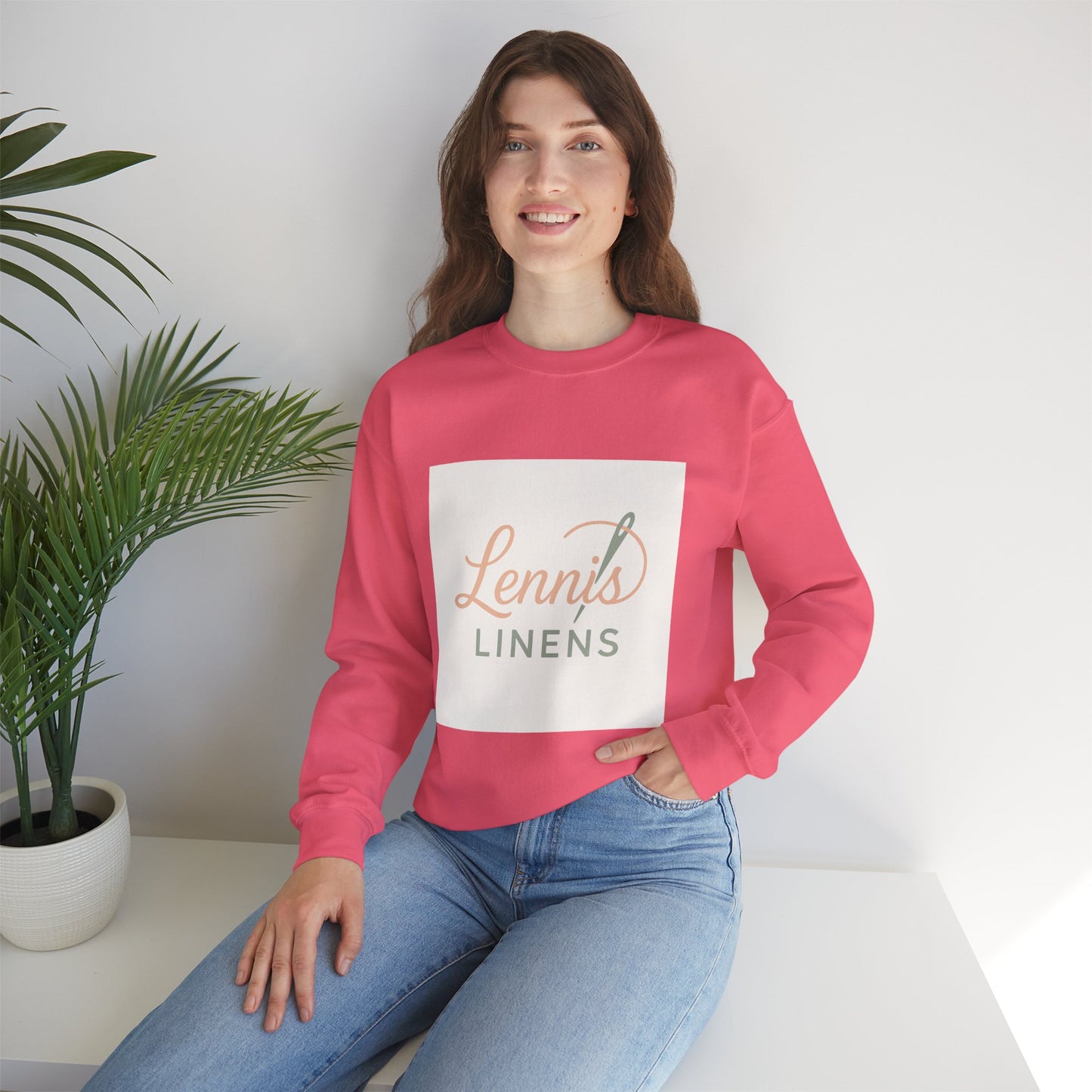 Cozy Unisex Crewneck Sweatshirt "Lennis Linens" – Perfect for Casual Days and Gift Giving